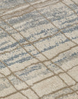 Tapis Designer Vintage GRID Crème et Bleu – STUDIO DECO