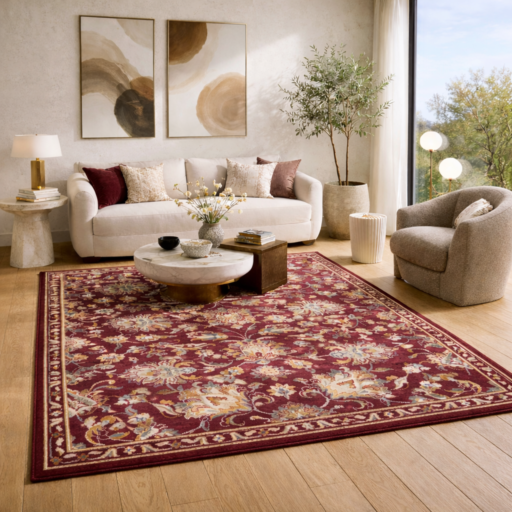Tapis Persan 3m13-2m02 à Décor Rouge Tapis Persan 3m13-2m02 à Décor Rouge
