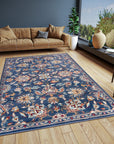 Tapis Persan aux motifs Fleuris KASHAN Bleu – STUDIO DECO