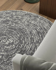 Tapis rond vintage abstrait Gris – STUDIO DECO