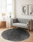 Tapis rond vintage abstrait Anthracite – STUDIO DECO