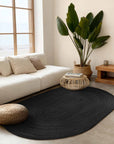 Tapis Ovale en Jute MAHAL Noir – STUDIO DECO