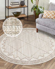 Tapis Rond Ethnique à relief - Crème – STUDIO DECO