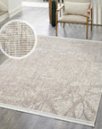 Tapis Abstrait laineux à franges - Beige – STUDIO DECO