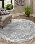 Tapis rond géométrique à motifs Ethniques en Relief – STUDIO DECO