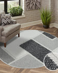 Tapis Rond Sisal Bouclé à relief VIKY - Gris et Noir – STUDIO DECO