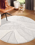 Tapis Rond à motifs en relief - LEAF Gris – STUDIO DECO
