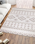 Tapis Intérieur/Extérieur à motif relief vintage Crème – STUDIO DECO