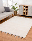 Tapis moelleux à franges tressées - Ecru – STUDIO DECO