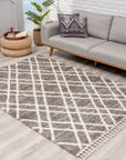 Tapis moelleux à franges tressées Berbère - Gris – STUDIO DECO