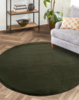 Tapis de Fourrure Rond Velours Vert Forêt – STUDIO DECO
