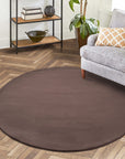 Tapis de Fourrure Rond Velours Marron – STUDIO DECO