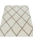 Tapis à poils longs Ivoire et motifs losanges Beige – STUDIO DECO