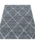 Tapis à poils longs Gris et motifs losanges Blanc – STUDIO DECO