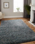 Tapis à poils longs 30mm - Bleu et Blanc – STUDIO DECO