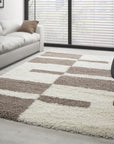 Tapis Shaggy à motifs Traits - Beige et ivoire – STUDIO DECO