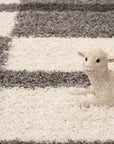 Tapis Shaggy à motifs Traits - Gris clair et Ivoire – STUDIO DECO