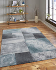 Tapis Géométrique effet vieilli - Gris et Bleu – STUDIO DECO