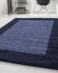 Tapis Shaggy à Bordures - Bleu – STUDIO DECO