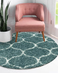 Tapis Rond à poils longs motifs Alhambra - Turquoise – STUDIO DECO