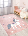 Tapis pour chambre d'enfant Cheval Rose et Blanc – STUDIO DECO