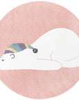 Tapis Rond pour chambre d'enfant Rose Motif Ours Blanc – STUDIO DECO