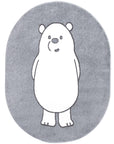 Tapis Ovale pour chambre d'enfant Gris Motif Ours Blanc – STUDIO DECO