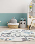 Tapis de jeu Rond pour chambre d'enfant Blanc Motif Route de l'école – STUDIO DECO