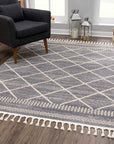 Tapis Geo à franges tressées - Gris – STUDIO DECO