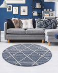 Tapis rond Geo tressées - Bleu – STUDIO DECO