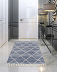 Tapis de couloir Geo à franges tressées - Bleu – STUDIO DECO