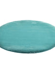 Tapis de Fourrure Rond Velours BleuVert – STUDIO DECO