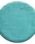 Tapis de Fourrure Rond Velours BleuVert – STUDIO DECO