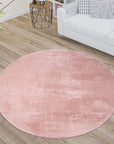 Tapis de Fourrure Rond Velours Rose Poudré – STUDIO DECO
