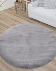 Tapis de Fourrure Rond Velours Gris – STUDIO DECO