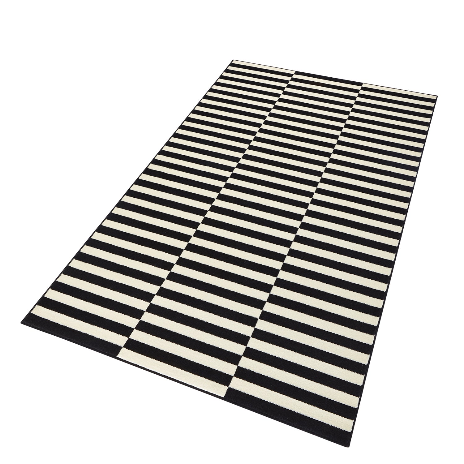Tapis tissé plat rayé Noir et Blanc MALMÖ – STUDIO DECO