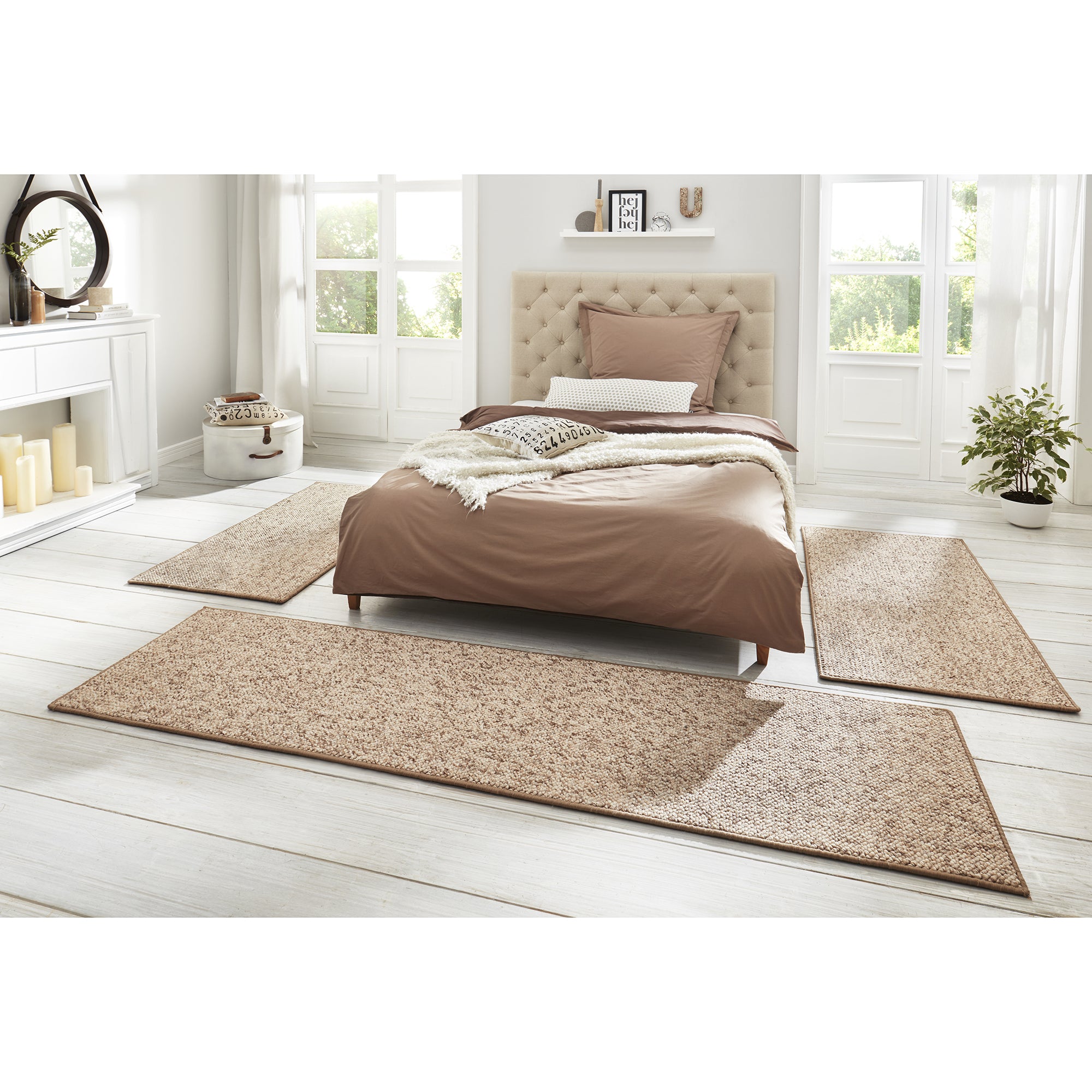 Pack de 3 Tapis de chambre bouclé tufté WOOL Beige – STUDIO DECO