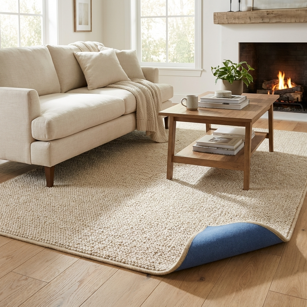 Tapis bouclé tufté WOOL Crème