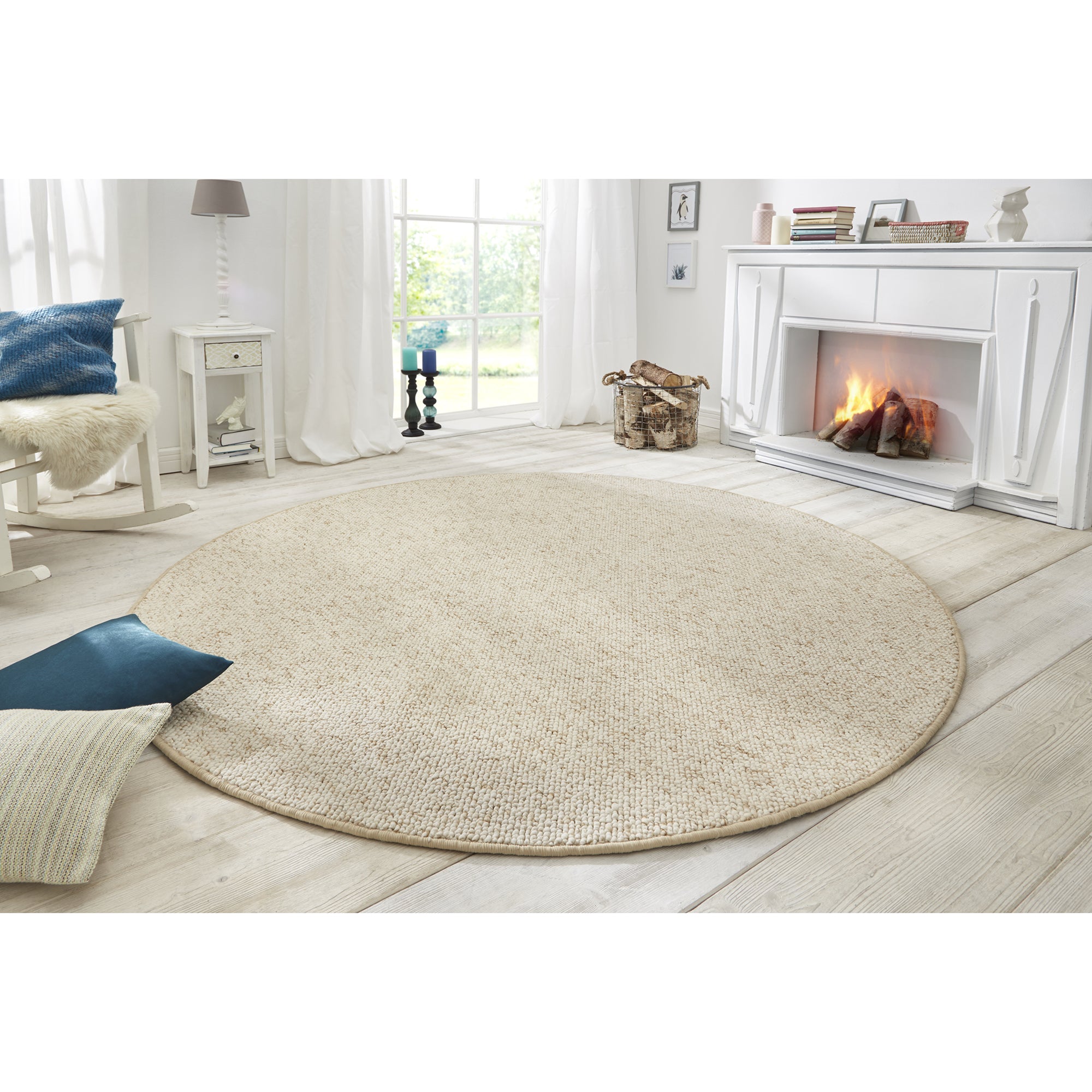 Tapis Rond bouclé tufté WOOL Crème – STUDIO DECO