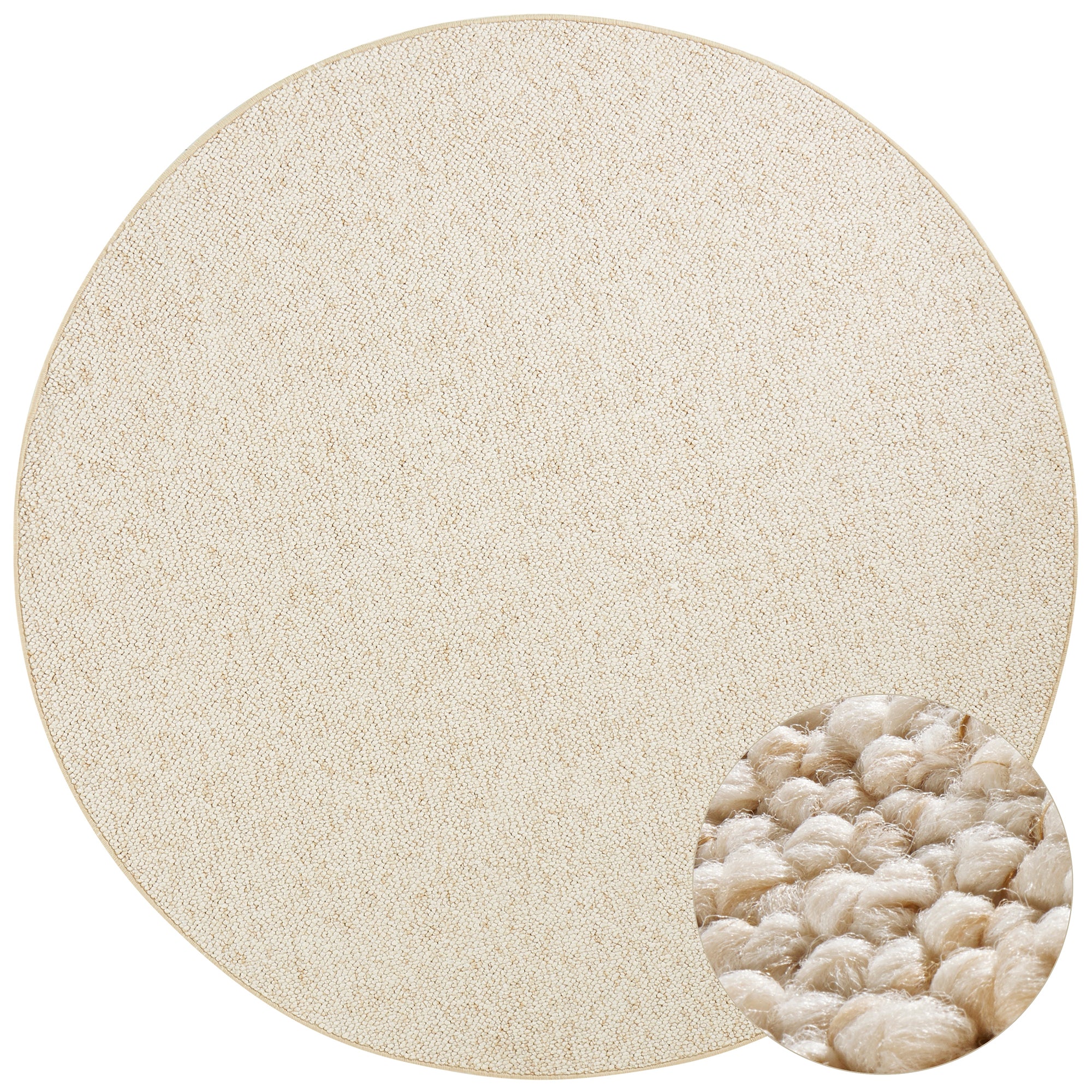 Tapis Rond bouclé tufté WOOL Crème – STUDIO DECO