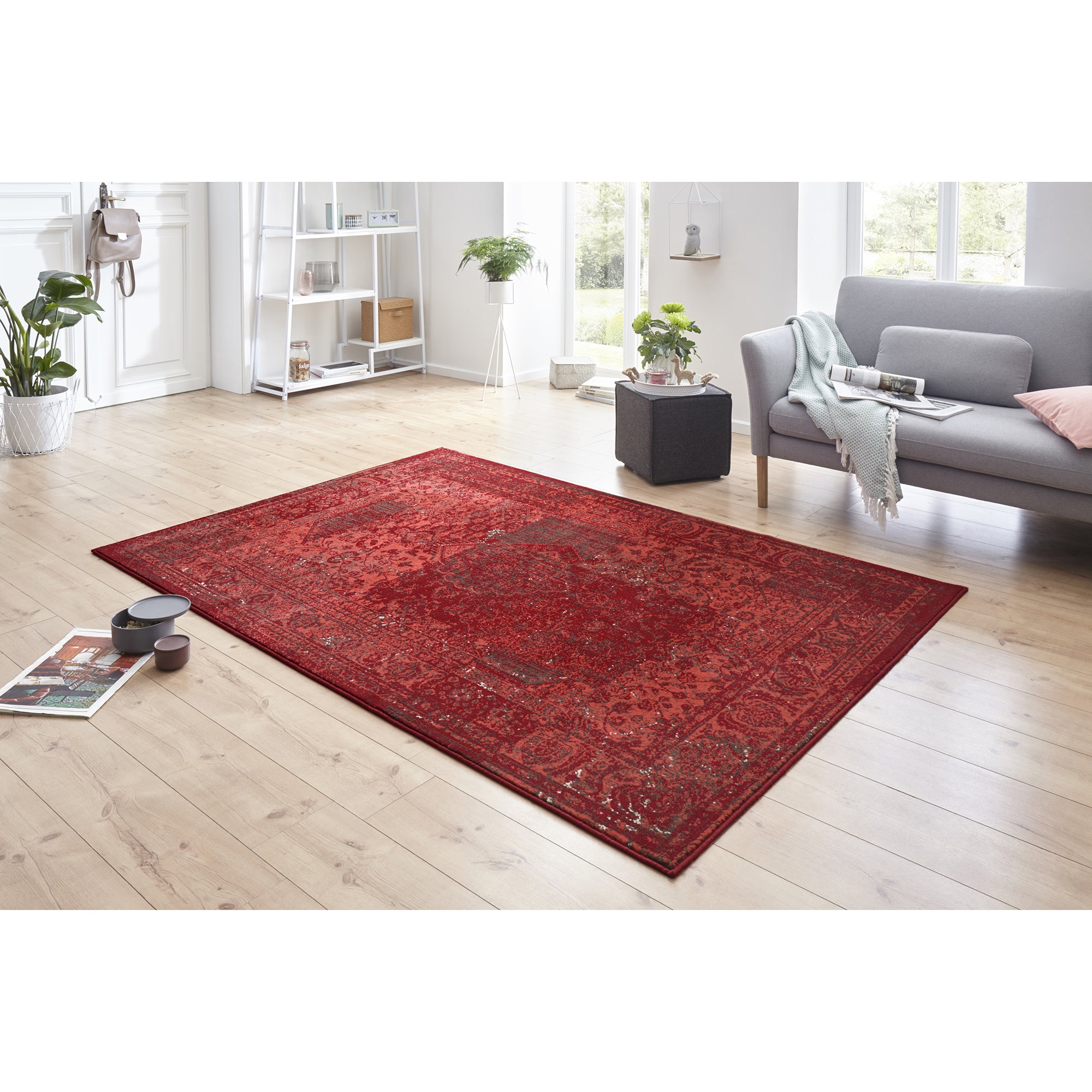 Tapis Design à poils ras ACRE - Rouge – STUDIO DECO