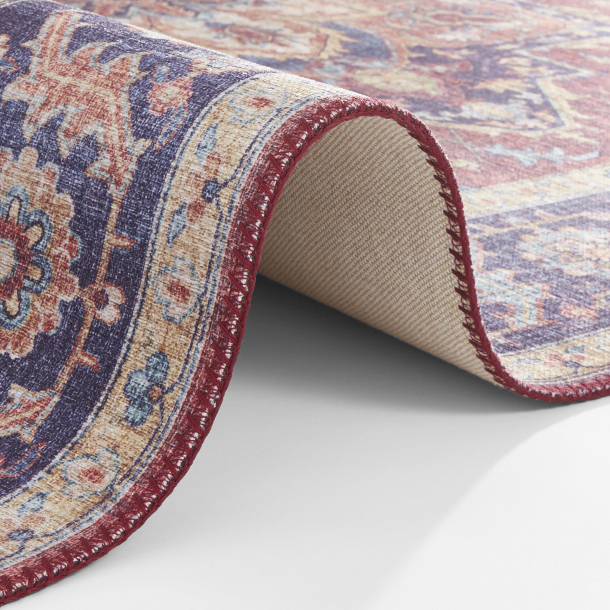 Tapis Vintage tissé plat Anthea Rouge Prune – STUDIO DECO