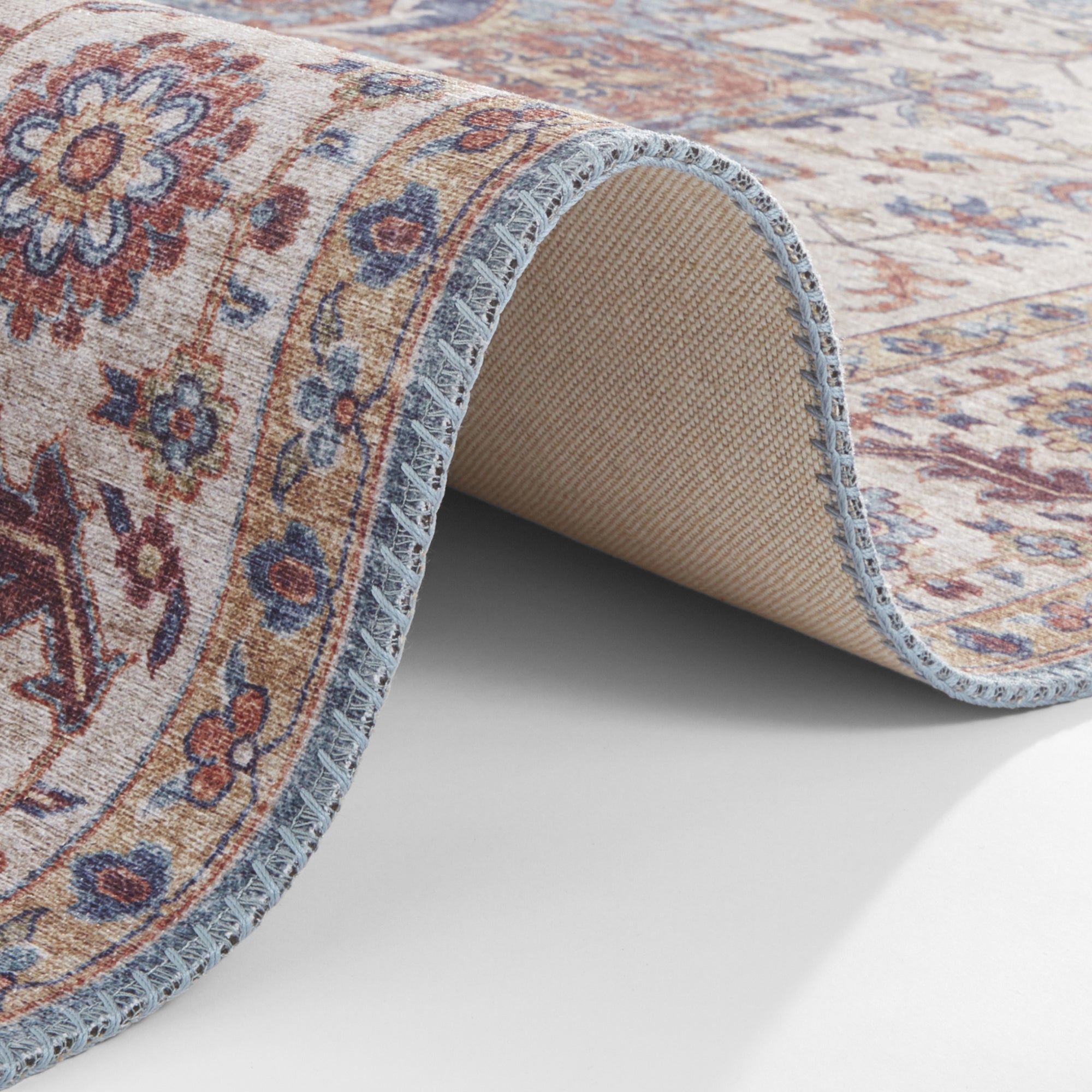 Tapis Vintage tissé plat Anthea Terra Turquoise – STUDIO DECO