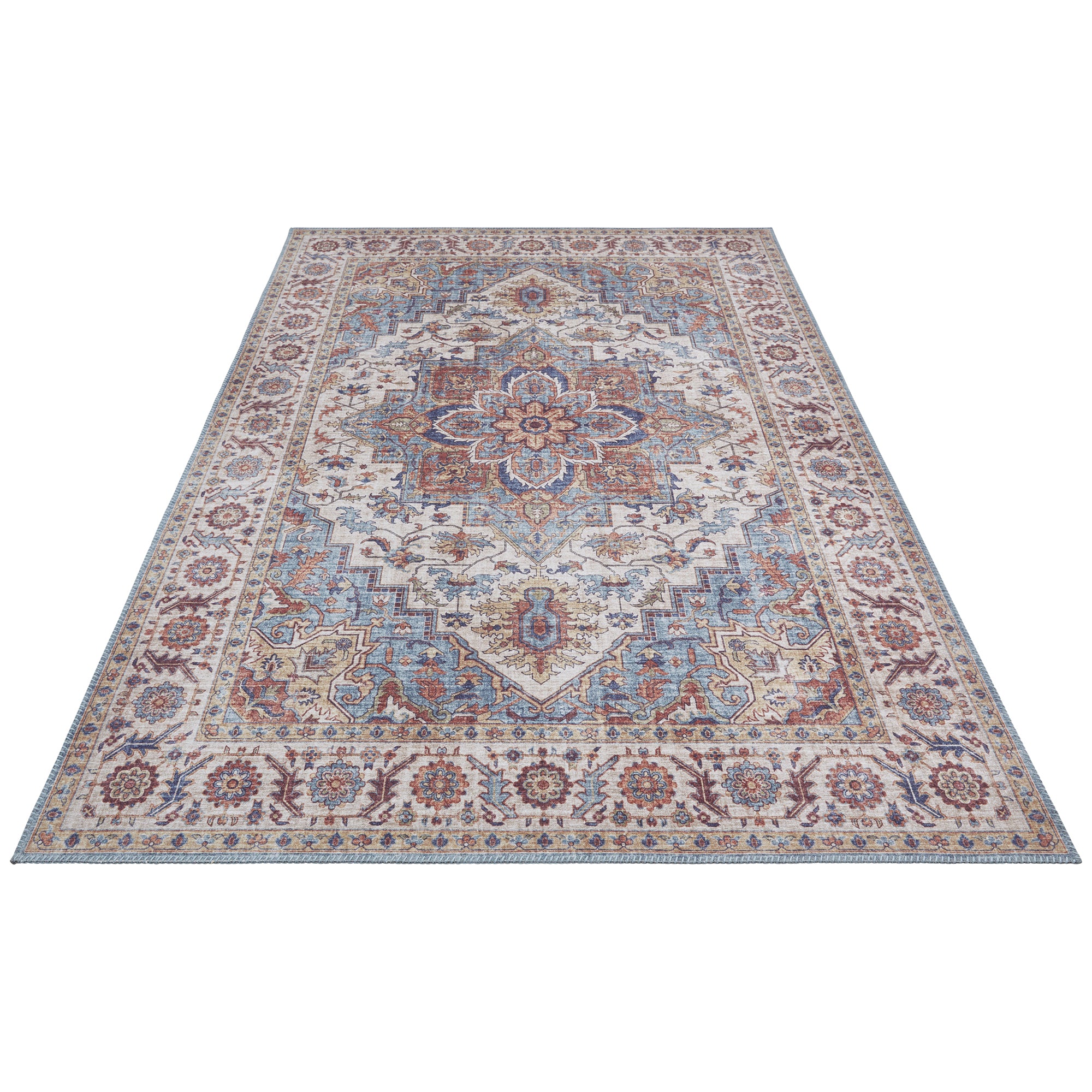 Tapis Vintage tissé plat Anthea Terra Turquoise – STUDIO DECO