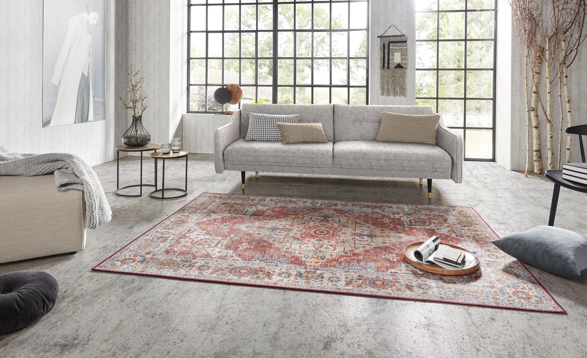 Tapis Vintage tissé plat Sylla Rouge Brique – STUDIO DECO