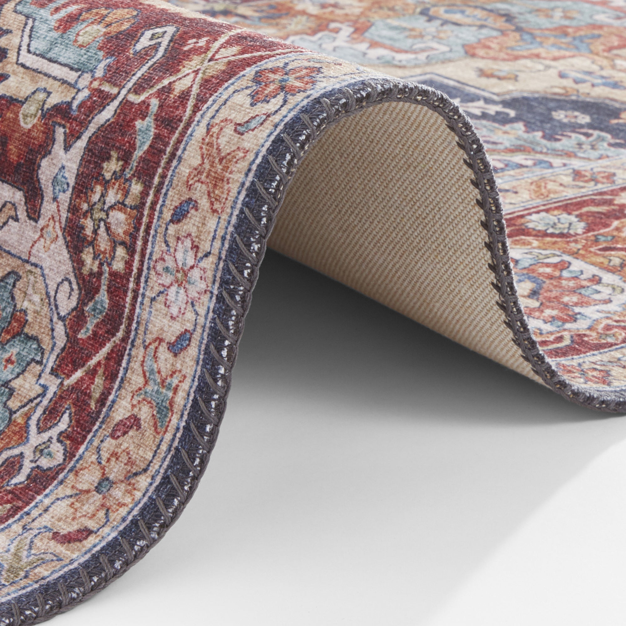 Tapis Vintage tissé plat Sylla Rouge et Bleu – STUDIO DECO