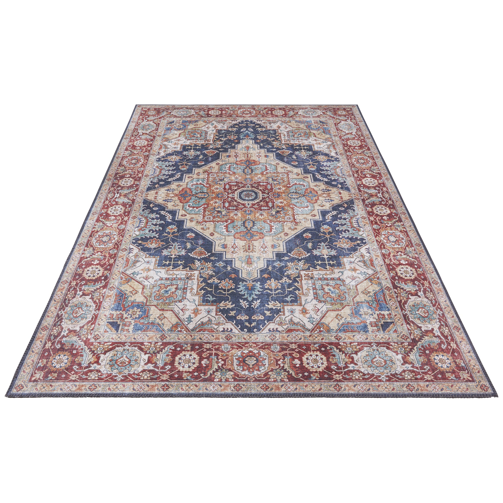 Tapis Vintage tissé plat Sylla Rouge et Bleu – STUDIO DECO