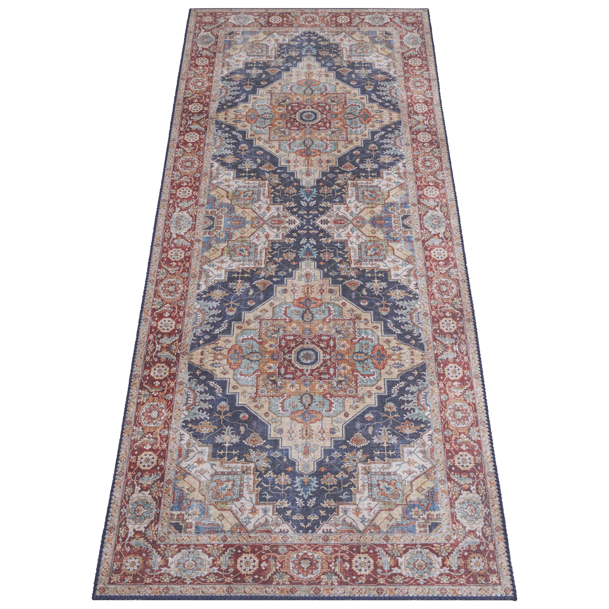 Tapis Vintage tissé plat Sylla Rouge et Bleu – STUDIO DECO