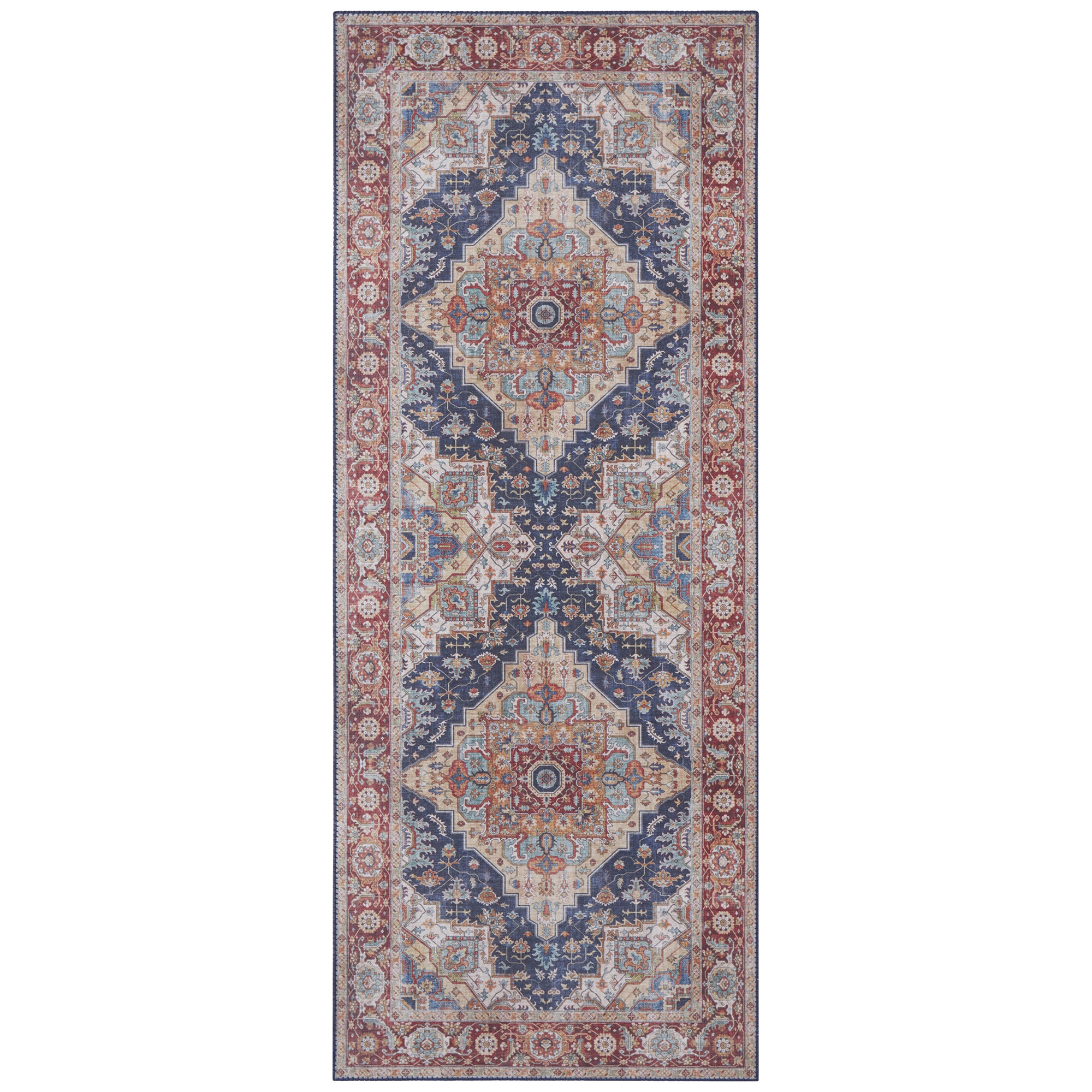 Tapis Vintage tissé plat Sylla Rouge et Bleu – STUDIO DECO