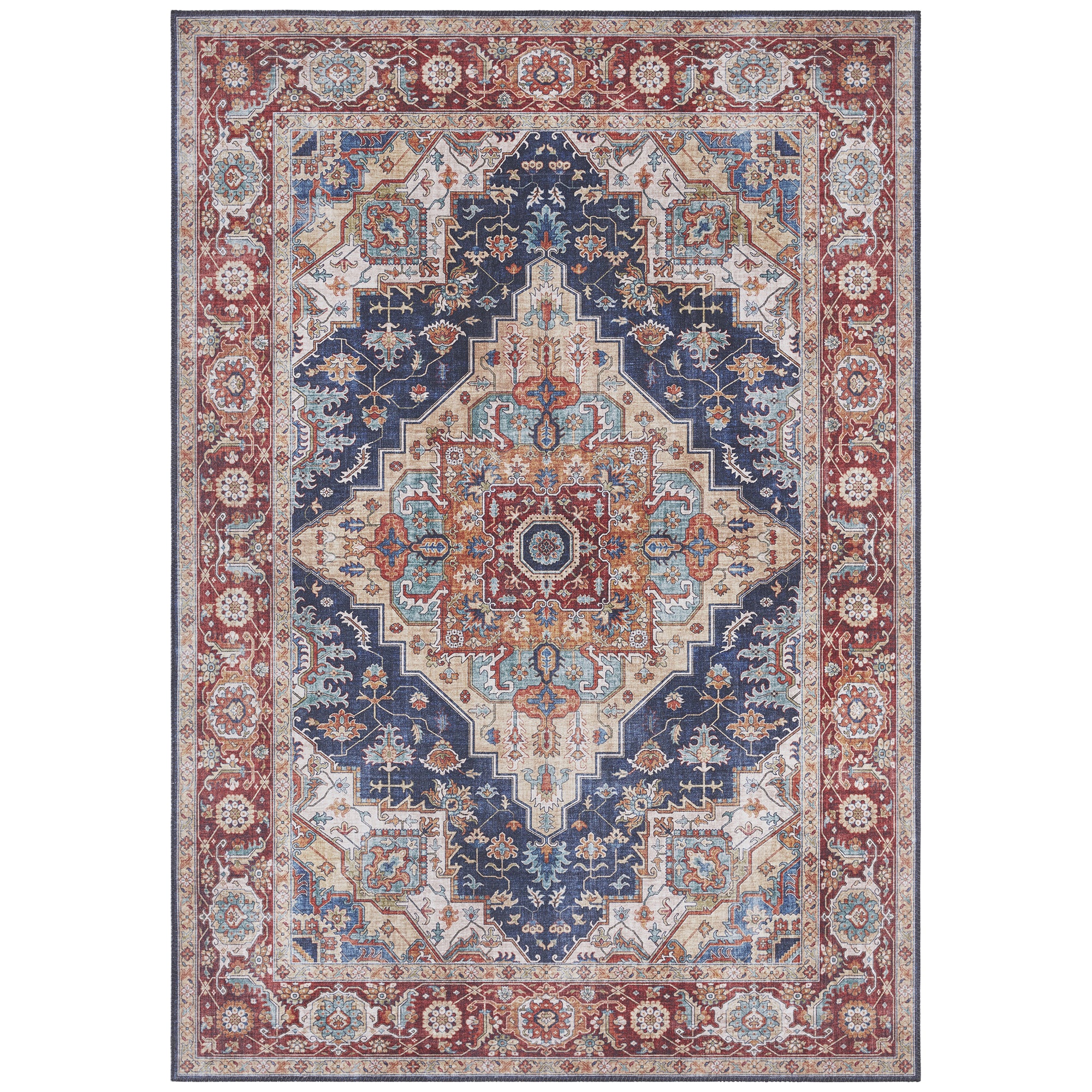 Tapis Vintage tissé plat Sylla Rouge et Bleu – STUDIO DECO
